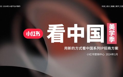 2024小红书S+级用新的方式看中国系列IP《美学季》招商方案