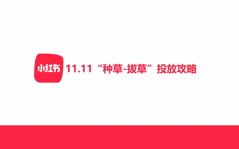 🆓小红书11.11种草-拔草投放攻略
